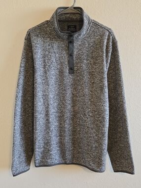 J. Crew Heather Gray 1/4-Button Snap Pullover Fleece - Large